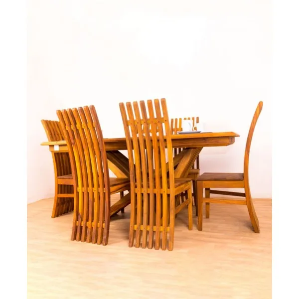 6-Piece Dinette Table Set with Honey Finish