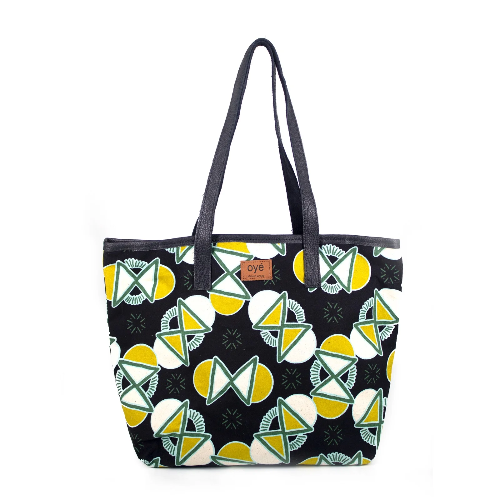 Oye Black & Cream Awuraba Ankara Tote Bag