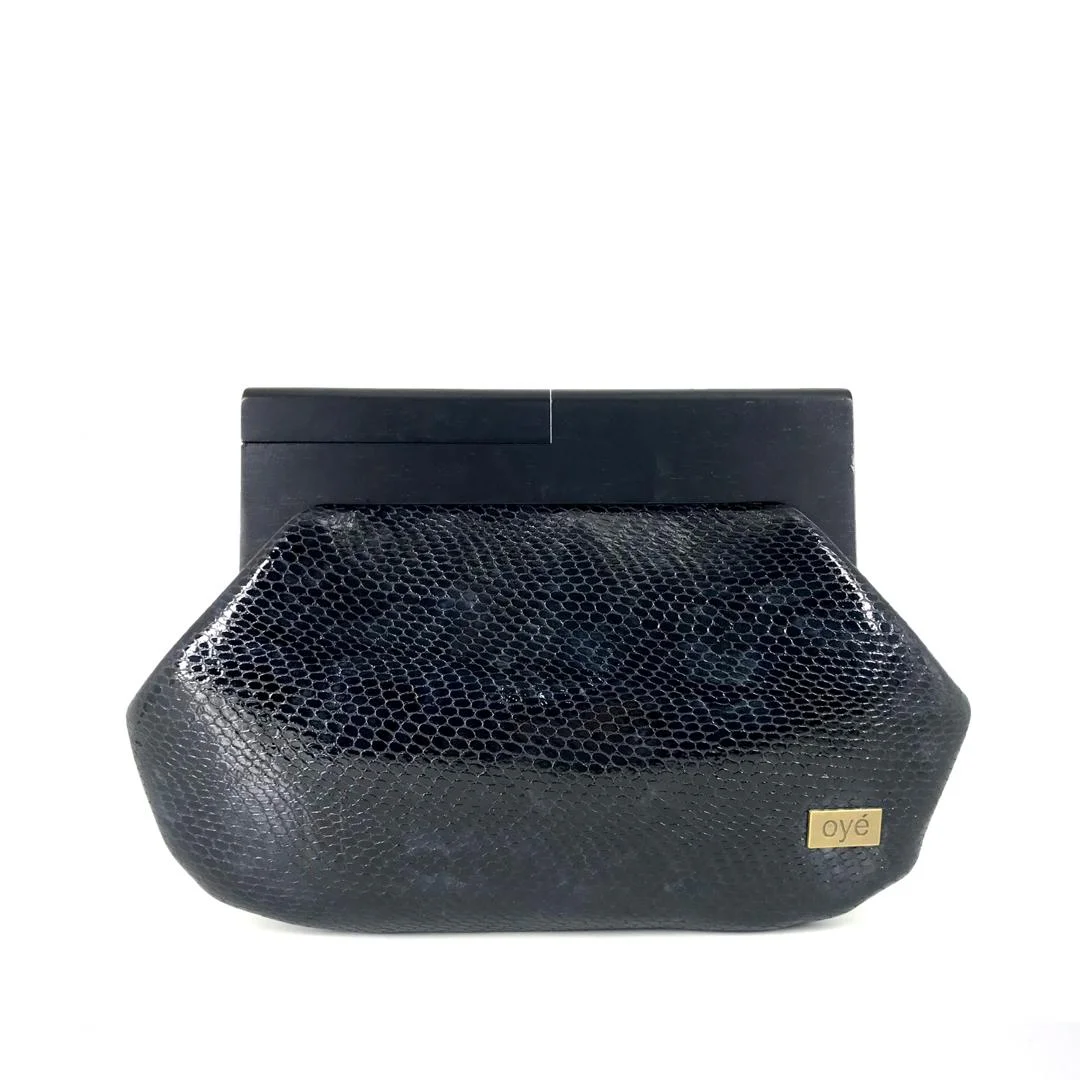 Oye Black Mansa All Leather Clutch