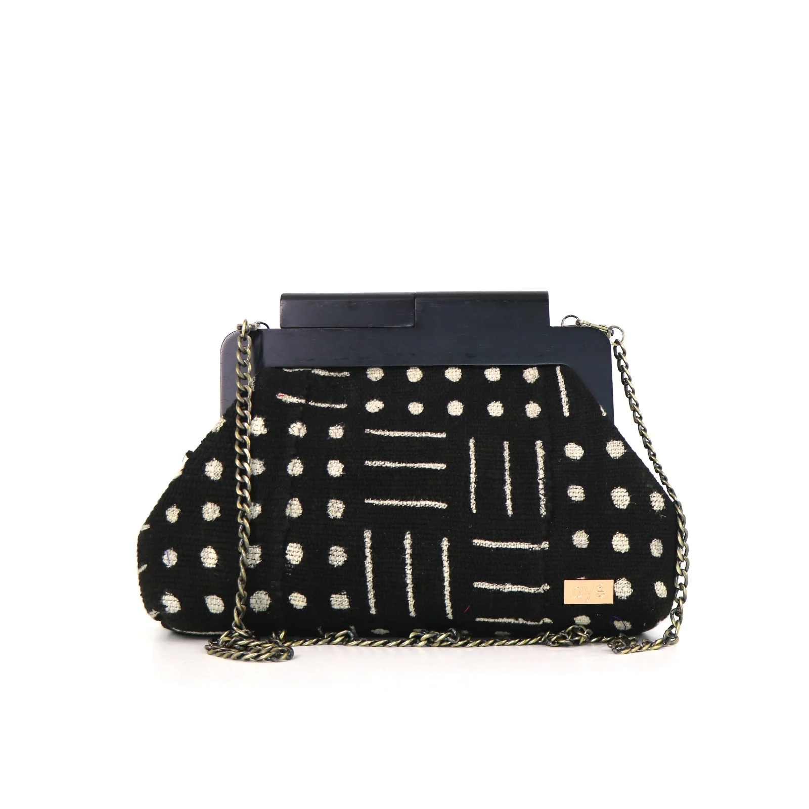 Oye Black & White MudCloth Mansa clutch