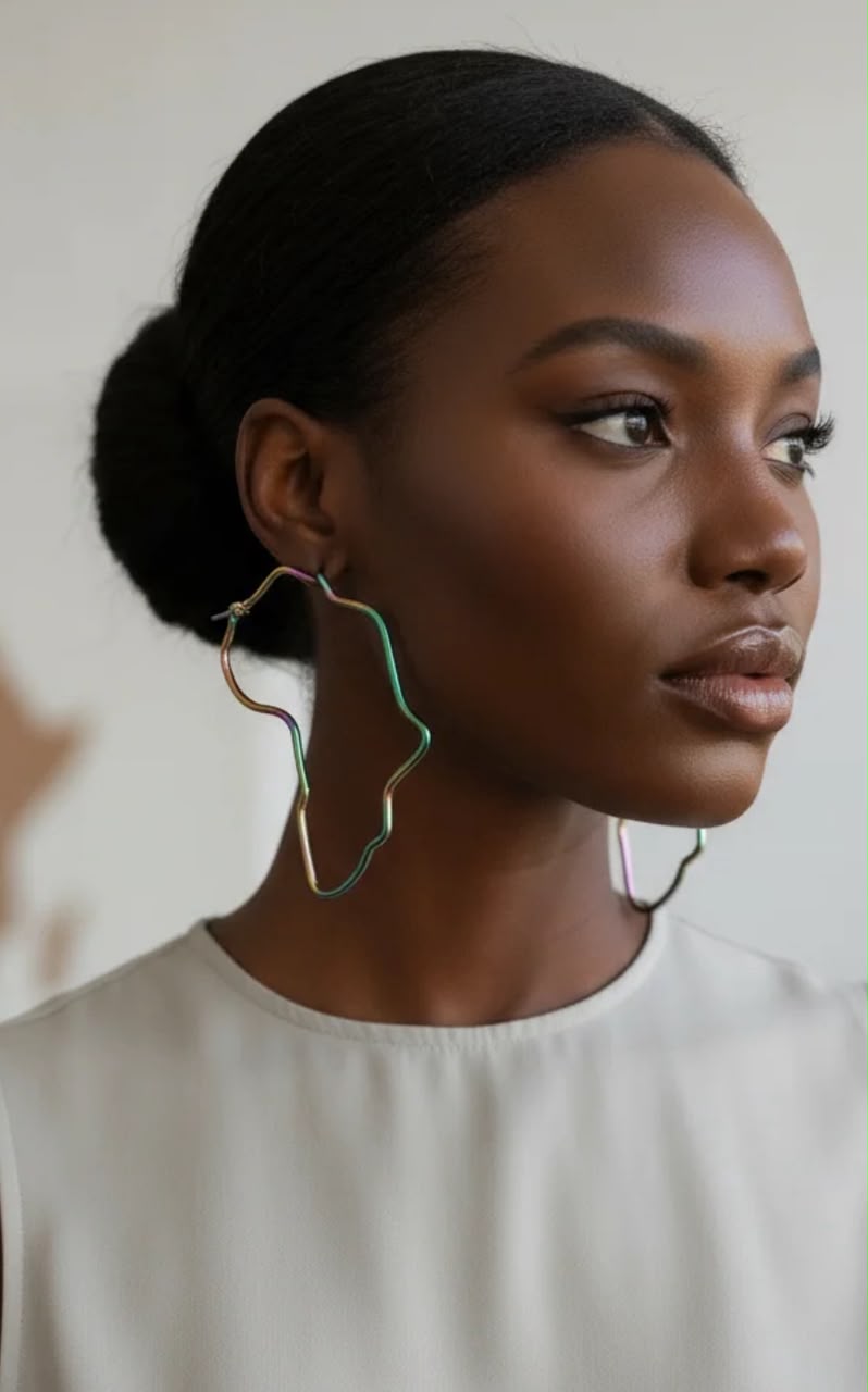 Regal Exquisite - Aurora Iridescent African Rainbow Map Earring