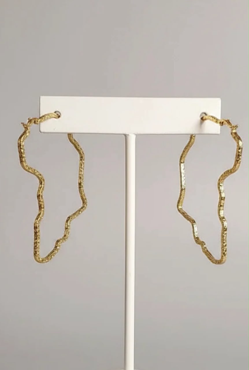 Regal Exquisite - Golden Horizon African Map Hoop Earring