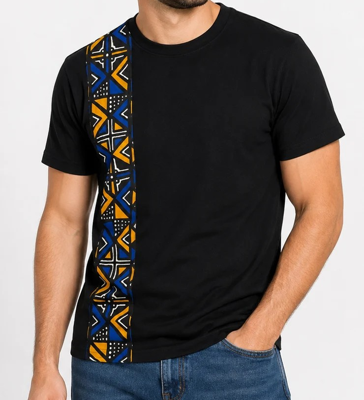 AF-Blue Bogolan Geometry Band.T-shirt
