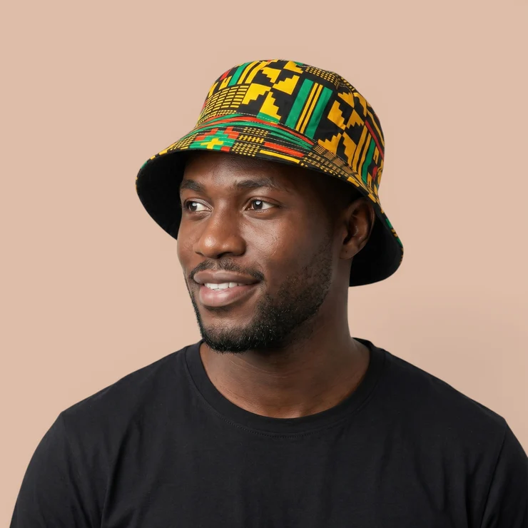 AF- Bucket hat - Black Green Kente