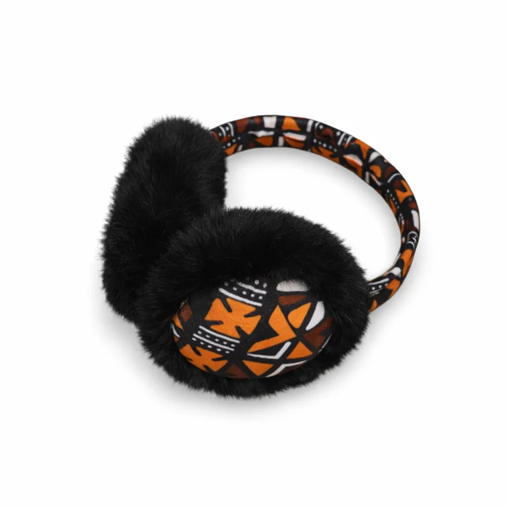 AF-Earmuffs-Foldable Winter Ear Warmers-Brown Cross Bogolan