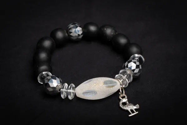 AK Silver with Frosted Clear Glass Bead