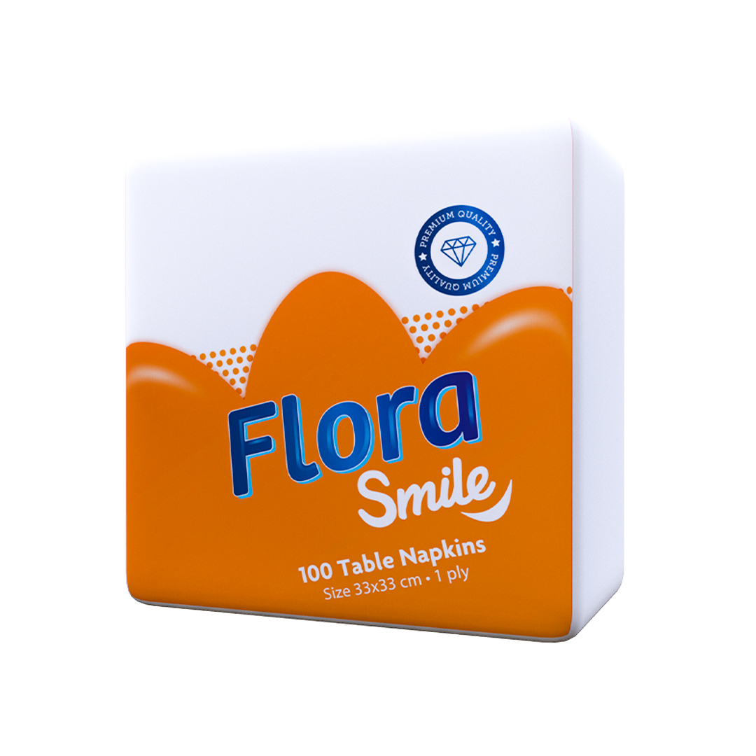 Flora Smile Table Napkin 1PLY - 33cm (15 Pack)