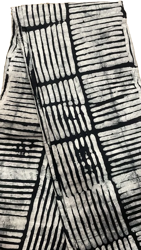 Ntomapa B/White Striped Cotton Tie and Dye African Print