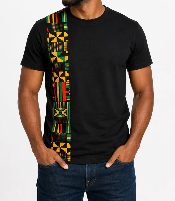 AF-Black Yellow Kente Band..T-shirt